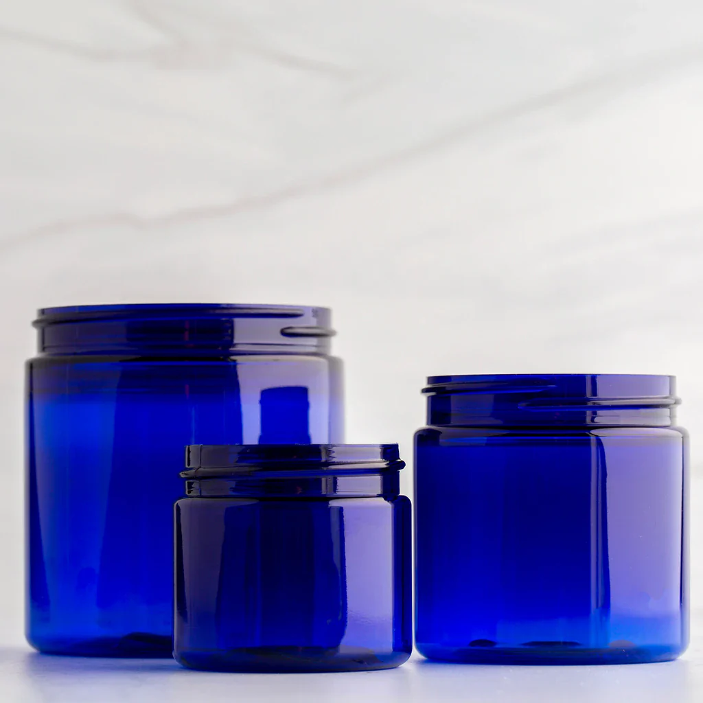 4 oz Blue Straight Sided Jar with 58-400 Neck - Image 10