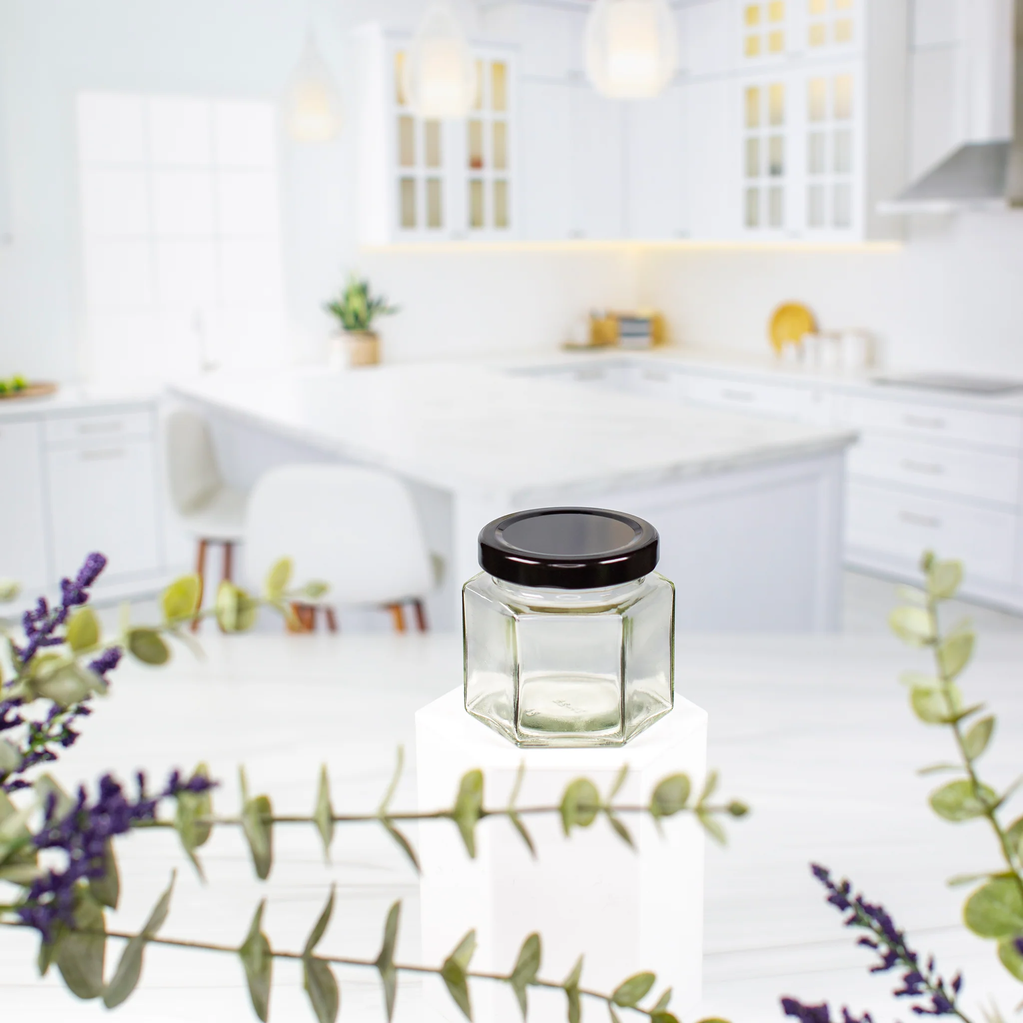 4oz / 120 ml Hexagon Glass Jar with 58mm Neck - Image 2