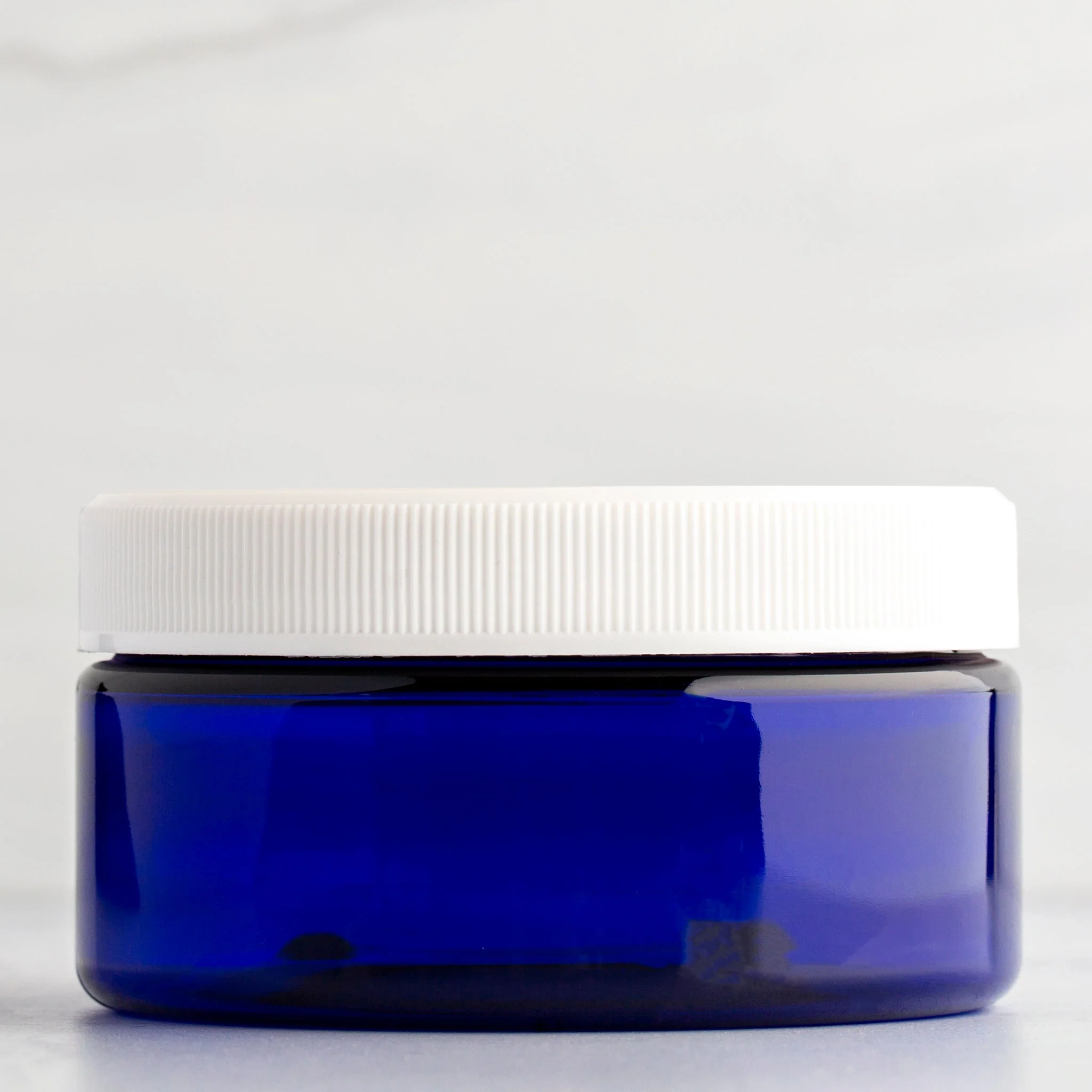 8 oz Blue Shallow Jar with 89-400 Neck
