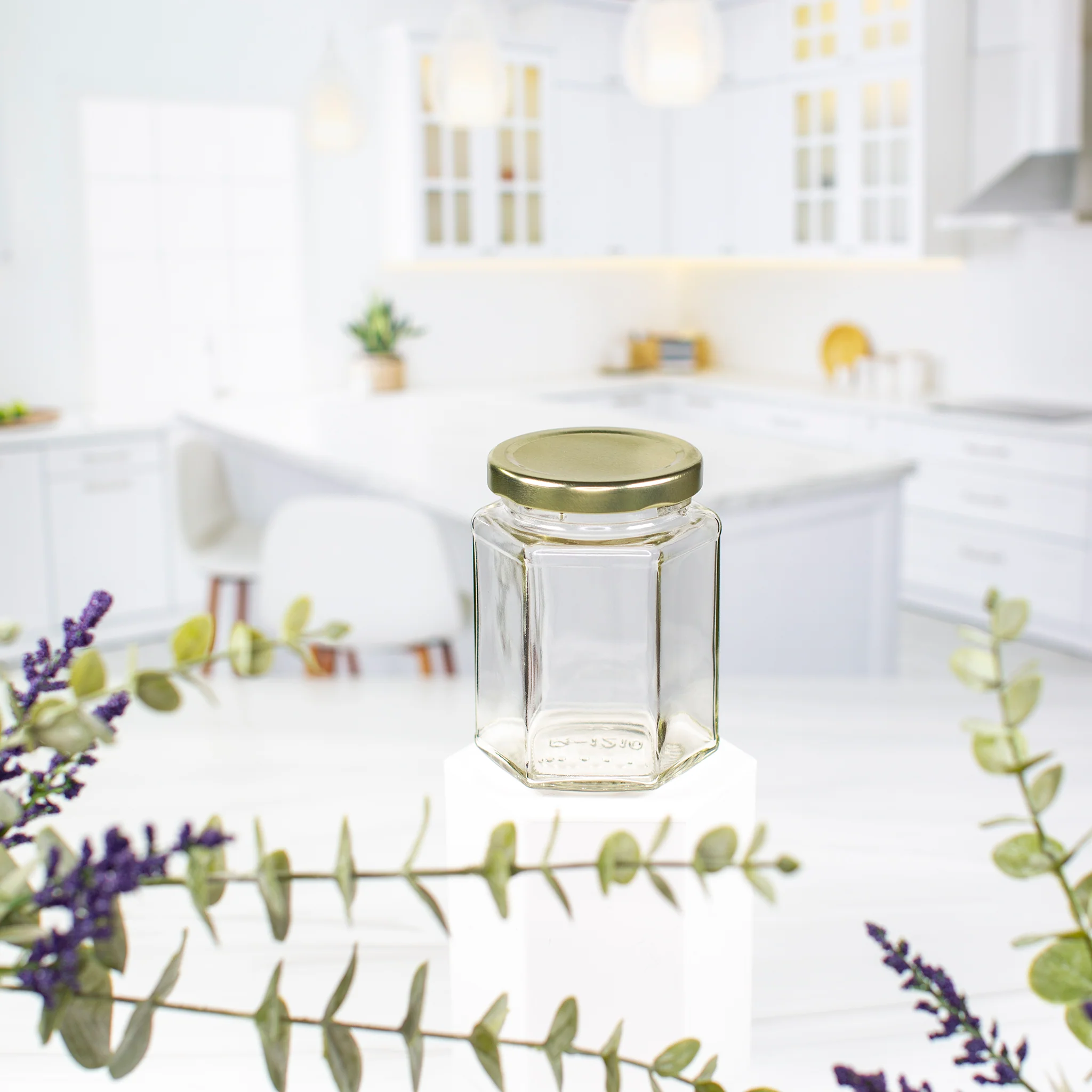 9 oz / 260 ml Hexagon Glass Jar with 63mm Neck - Image 2